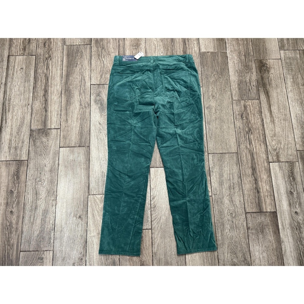 Talbots Pants Women's 14 Green Flawless High Waist Straight Leg Velvet - Picture 2 of 8